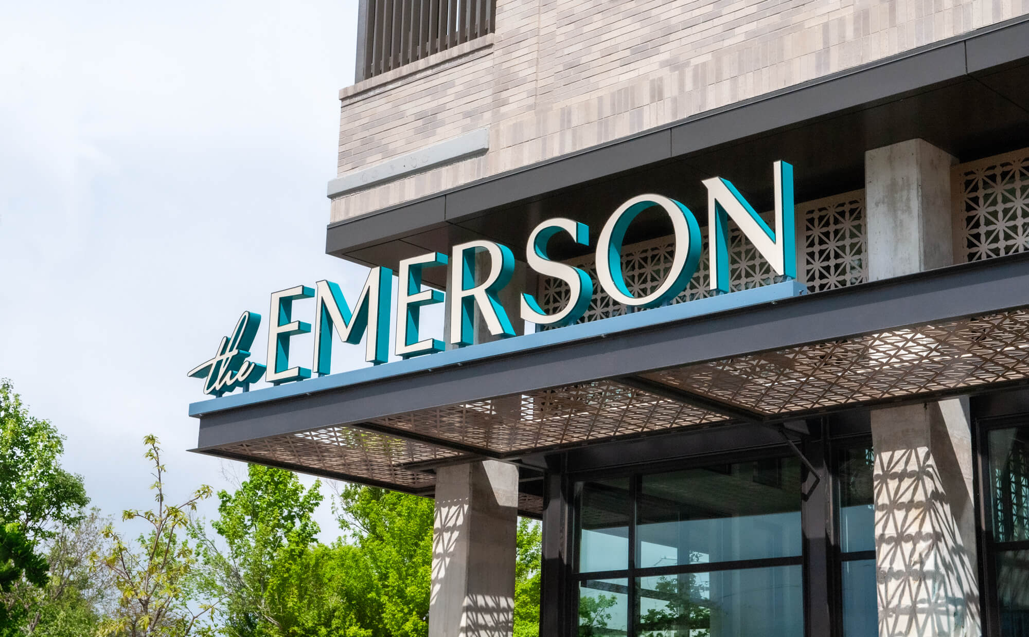 The Emerson apartments building sign